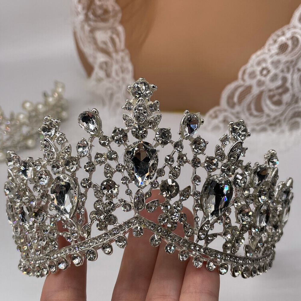Bridal crown tiara diamonds queen pageant bride - Picture 5 of 9